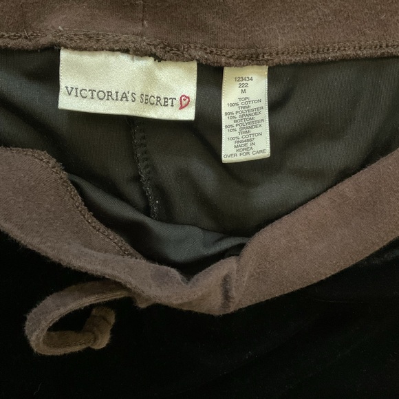 Victoria's Secret Black Velvet Joggers with Brown Trim - Picture 2 of 9